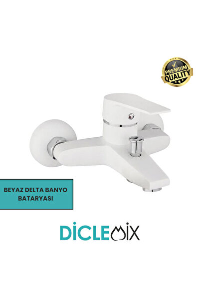 Mat Beyaz Delta Banyo Bataryası Mix Banyo Musluğu Çeşmesi Pirinç Gövde