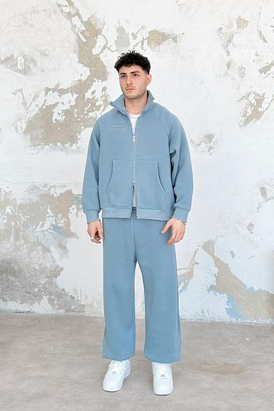 HAFKAGİYİM Baby Blue Cozy Basic Φούτερ με διπλό φερμουάρ Oversize