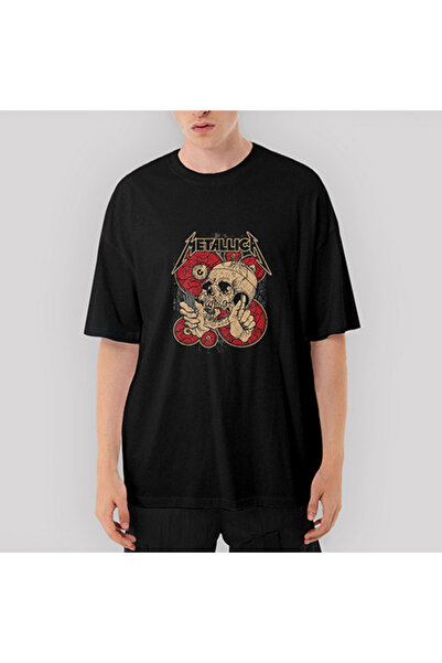 CrowsGate Metallica Skull Battery Oversize kroj crna majica M