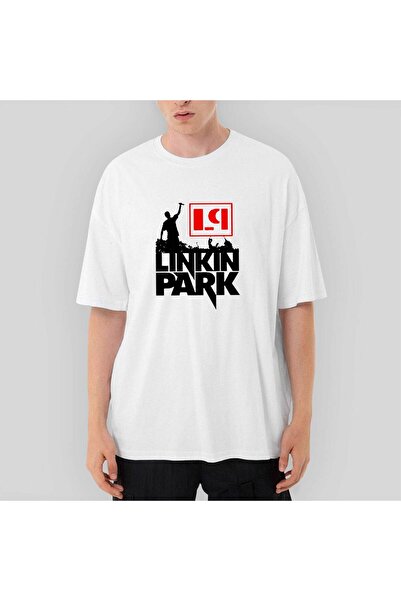 CrowsGate تي شيرت أبيض كبير الحجم من Linkin Park مقاس XL