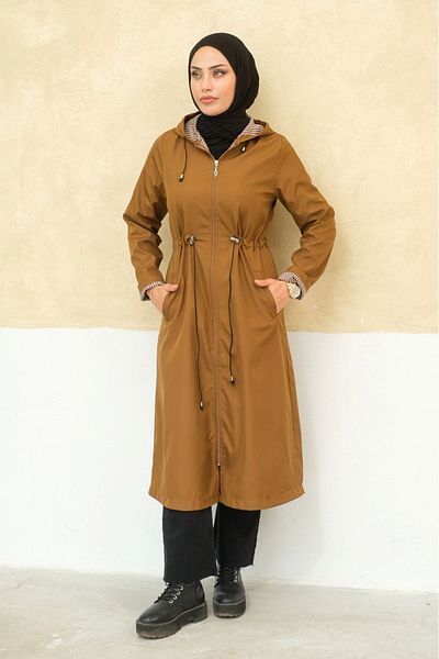 ALNİSS COLLECTİON Μακριά χιτζάμπ καμπαρντίνα με φερμουάρ μεγάλου μεγέθους