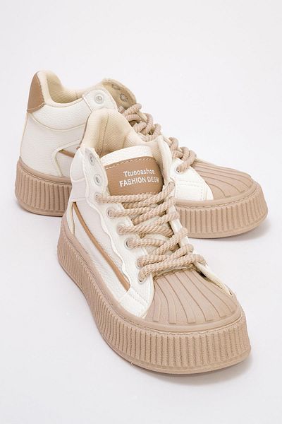 Ccway White Mink Women's Sneakers - Lace-Up
