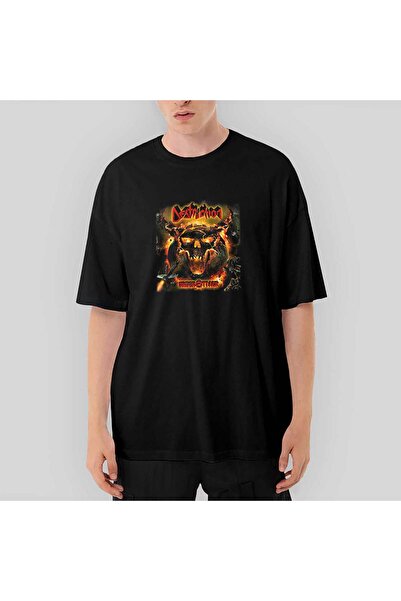 Generic Brand Tricou negru supradimensionat Destruction Under Attack