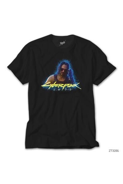 WAKHA Cyberpunk 2077 Κιάνου Ρίβς oversized Μαύρο Μπλουζάκι XL