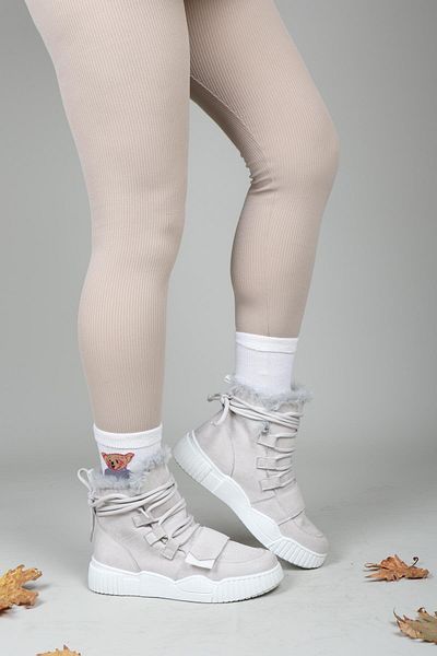 Birikon RENEE Μποτάκια με Γλώσσα και Velcro ΓΚΡΙ
