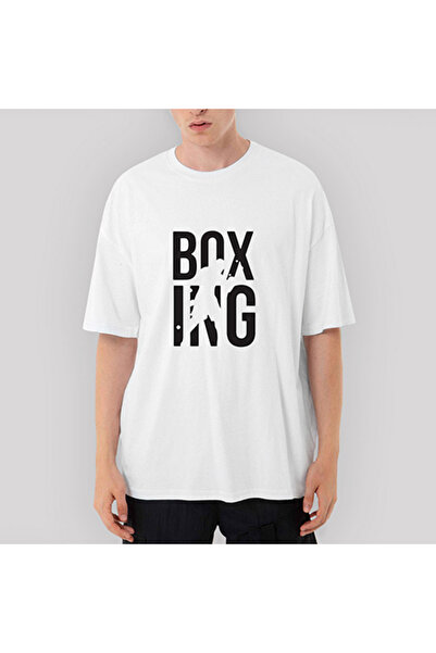 CrowsGate Tricou alb supradimensionat cu logo box