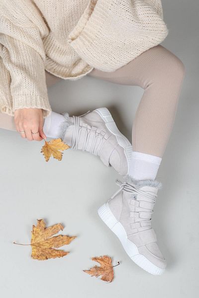 Birikon RENEE Μποτάκια με Γλώσσα και Velcro ΓΚΡΙ