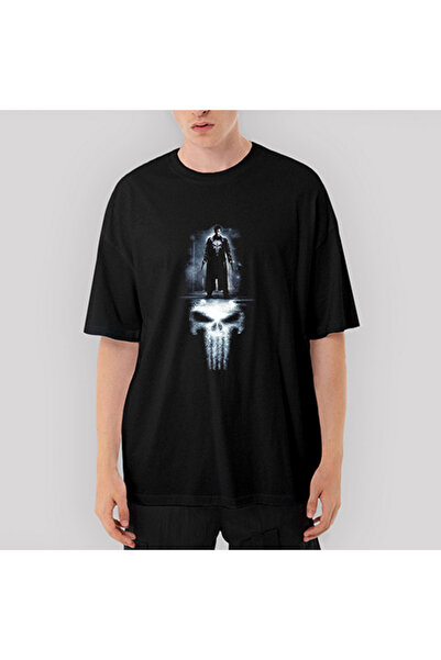 CrowsGate Tricou negru supradimensionat Punisher Reflection