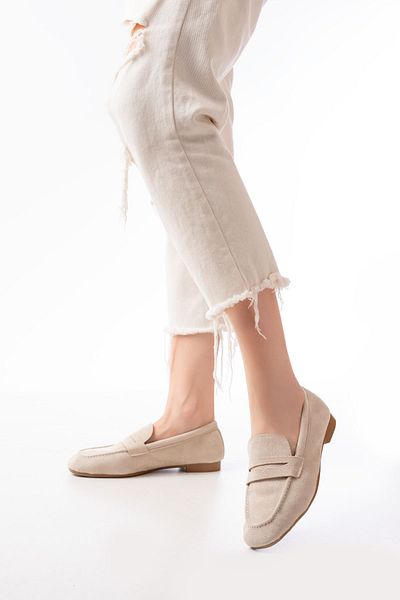 Moda Asmira 302 Beige Suede Daily Women's Ballerinas
