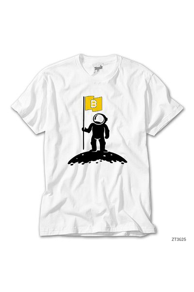 CrowsGate Bitcoin Crypto Coin Astronaut White T-shirt