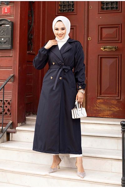 ALNİSS COLLECTİON Long Trench Coat - Belt Detailed and Buttoned Belt