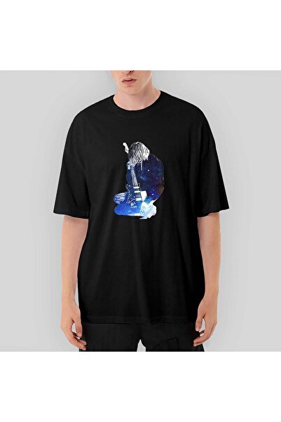 CrowsGate Tricou negru Nirvana Kurt Cobain Galaxy supradimensionat