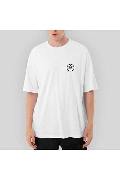 CrowsGate تي شيرت أبيض كبير الحجم بشعار Ymha