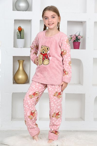 KAPİKİDS Welsoft Girl's Fleece Pajamas - Soft, Thick, Personality, Sober, Embroidered Eye Patch Gift
