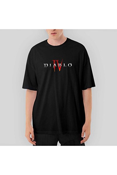 CrowsGate Tricou negru Diablo IV Logo supradimensionat M