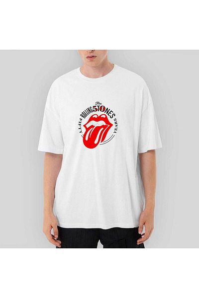 CrowsGate The Rolling Stones 50 Years Oversize White T-Shirt