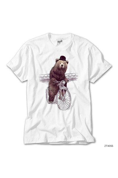 CrowsGate Bicycle Bear White T-Shirt