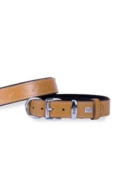 Doggie KONFOR DERİ KEMİK DESENLİ BOYUN TASMASI KAMEL 2X30-35CM