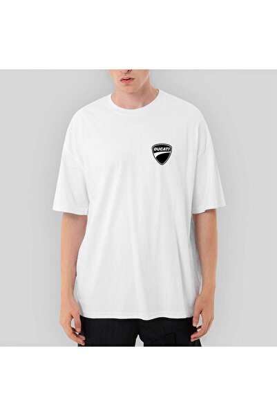 CrowsGate Tricou alb Ducati Scrambler Logo supradimensionat M