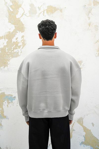 HAFKAGİYİM ΓΚΡΙ Φούτερ Cozy Basic Oversize Polo Neck