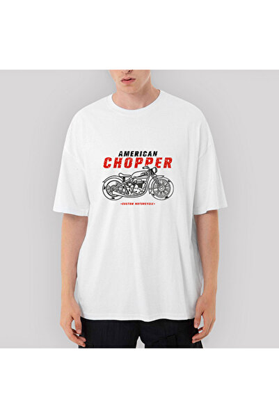 CrowsGate Tricou alb oversize American Chopper