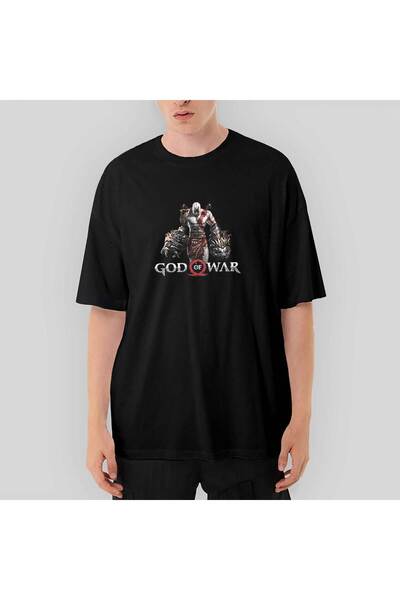 Generic Brand Tricou negru God Of War Kratos Lion supradimensionat M
