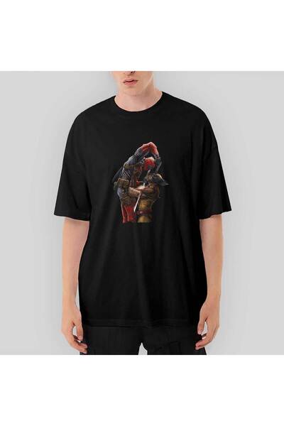 CrowsGate Tricou negru Deadpool Wolverine supradimensionat