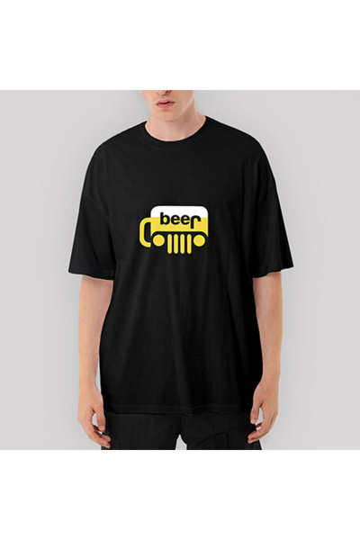 CrowsGate Tricou negru supradimensionat Jeep Beige