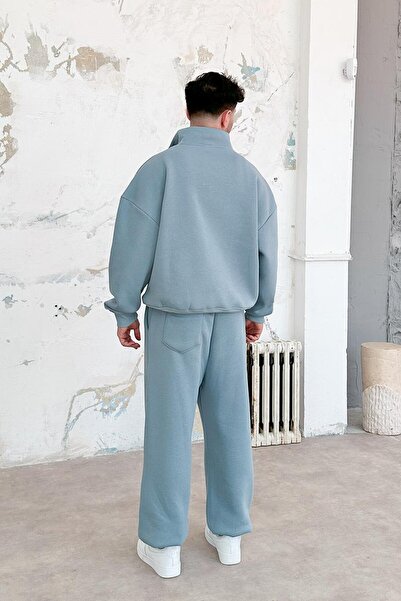 HAFKAGİYİM Baby Blue Cozy Basic Φούτερ με διπλό φερμουάρ Oversize