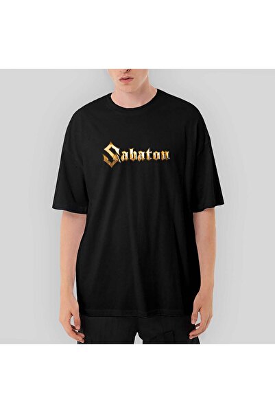 CrowsGate Tricou negru supradimensionat cu logo Sabaton