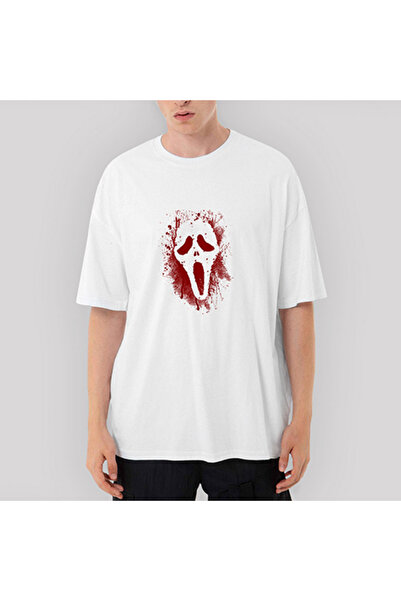 Generic Brand Tricou alb supradimensionat Scream Splash