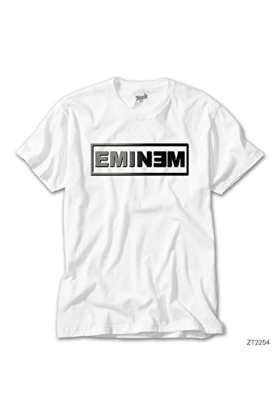 WAKHA تي شيرت أبيض بشعار Eminem