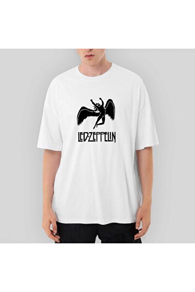 GANN Tricou alb Led Zeppelin Black Angel supradimensionat