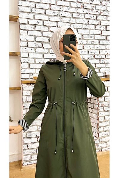 ALNİSS COLLECTİON Μακριά χιτζάμπ καμπαρντίνα με φερμουάρ μεγάλου μεγέθους