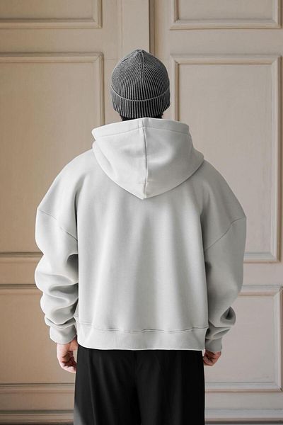 HAFKAGİYİM Unisex Γκρι Cozy Basic Φούτερ με πλήρες φερμουάρ Oversize Άνετη εφαρμογή