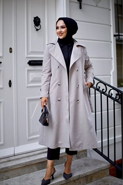 ALNİSS COLLECTİON Kolları Zincirli Sırt Detaylı Kuşaklı Umay Trenç