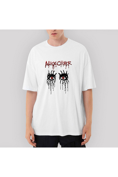 CrowsGate أليس كوبر عيون كبيرة الحجم تي شيرت أبيض