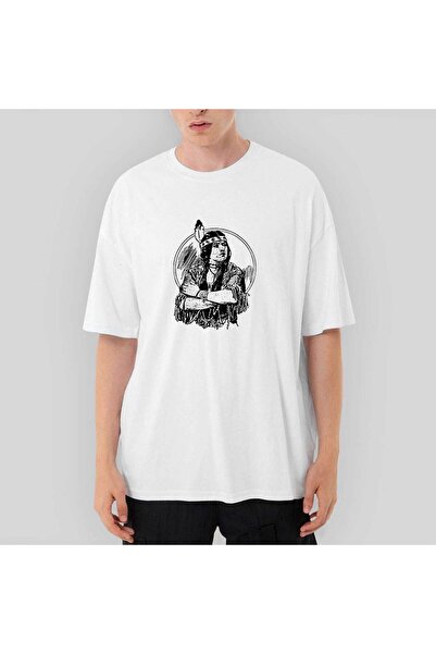 CrowsGate تي شيرت أبيض كبير الحجم للرجال من Native American