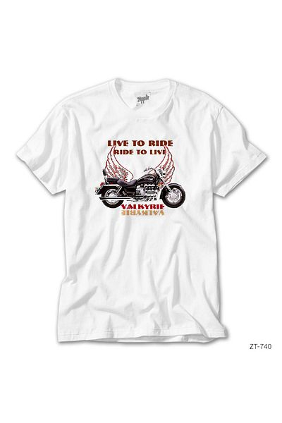 CrowsGate Live to Ride Valkyrie Motorcycle White T-Shirt