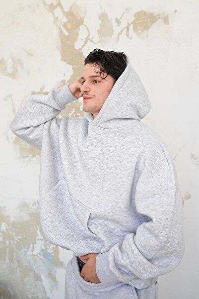 HAFKAGİYİM Gray Melange Cozy Basic Oversize Sweatshirt