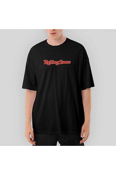 CrowsGate The Rolling Stones Text Oversize Black T-Shirt