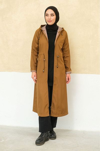 ALNİSS COLLECTİON Μακριά χιτζάμπ καμπαρντίνα με φερμουάρ μεγάλου μεγέθους