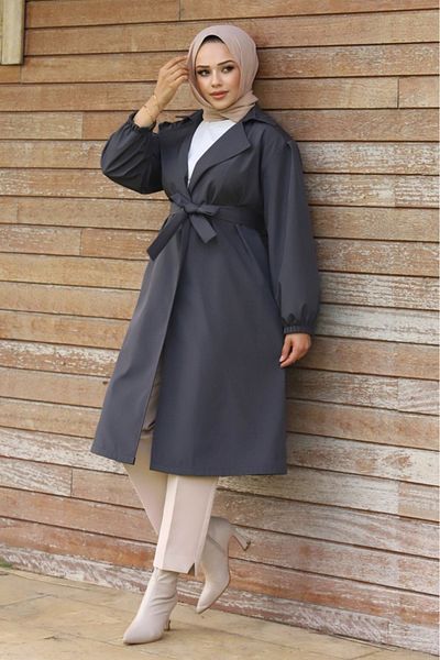 ALNİSS COLLECTİON Γυναικεία καμπαρντίνα με μπαλόνι με δέσιμο στη μέση