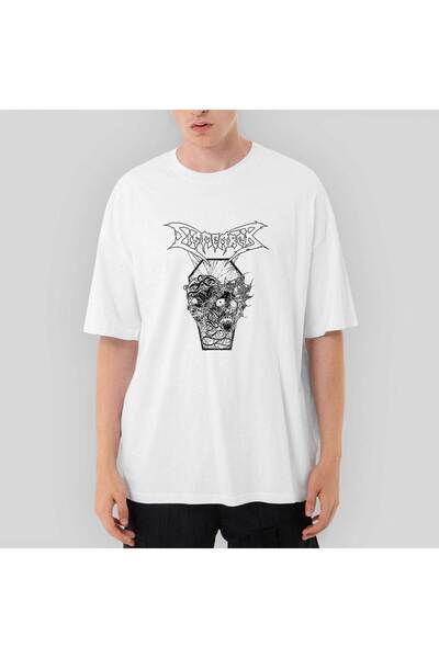 CrowsGate Tricou alb Dismember Skull supradimensionat