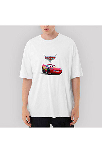 CrowsGate Tricou alb Lightning McQueen supradimensionat
