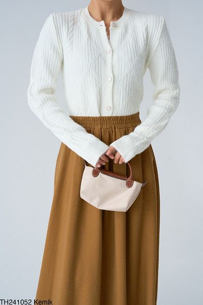 DUSOHOME Yumos Knitwear Cardigan with Pearl Sleeves