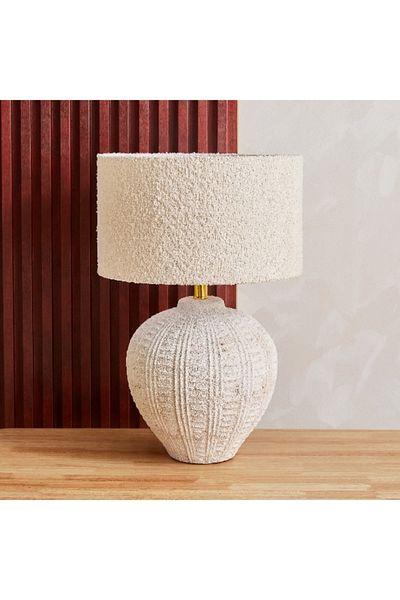Home Box Novalie Ceramic Table Lamp with Berber Fleece Shade - 58 cm