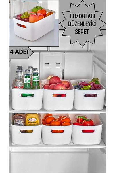 Mutfak Köşesi Freshbox 4 Pieces Closet Organizer Basket, Decorative Storage Box, Bathroom and Kitchen Organizer