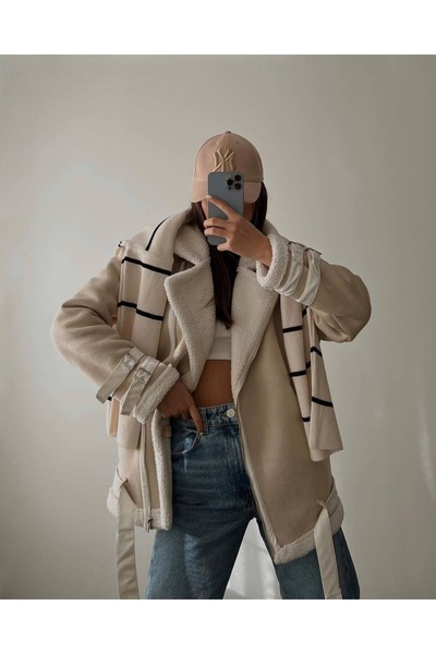 Foot sneakerss Dámský semišový kabát z nové sezóny Zr kůže s detailem pásku