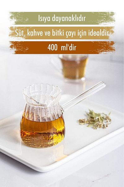NEYSEKİVAR Luxury Borosilicate Glass Coffee Pot 400 Ml Suitable for Use in Heat Resistant Stove
